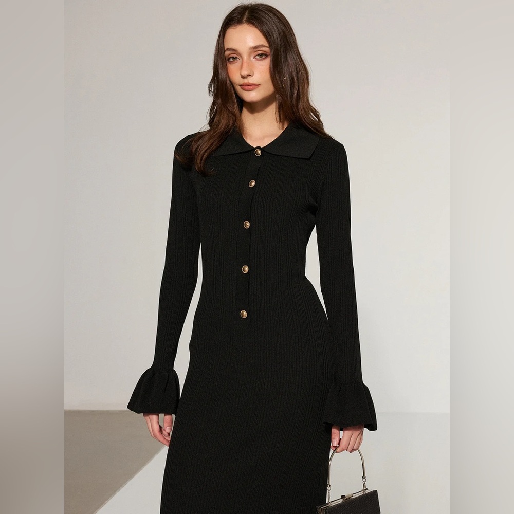 Commense Long Sleeve Button-Front Maxi Dress in Deep Plum - Picture 4 of 6